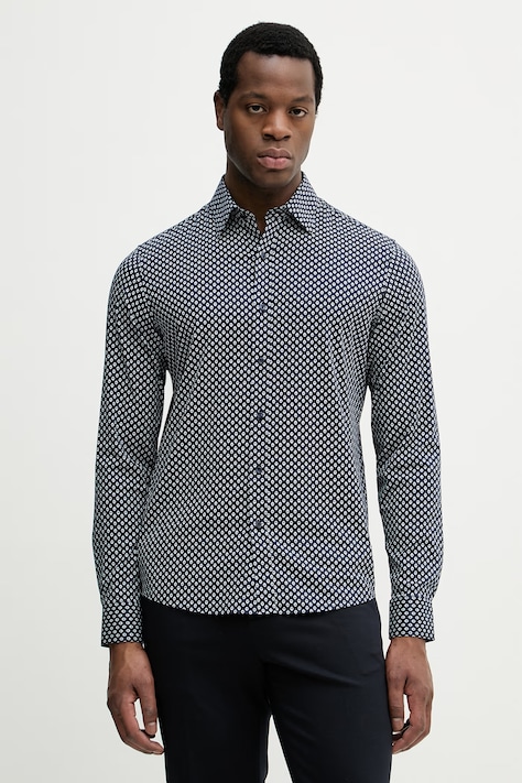 Michael Kors koszula męska kolor granatowy regular z kołnierzykiem klasycznym CS64072KX7
