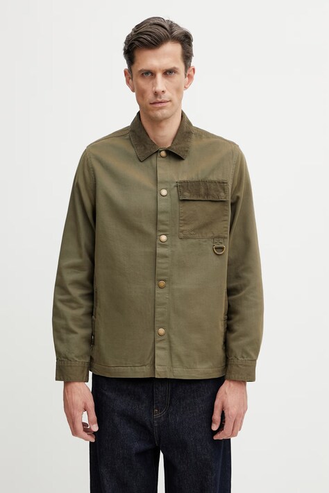 Barbour MOS0477GN61 koszula bawełniana męska zielona gładka Declan Patch