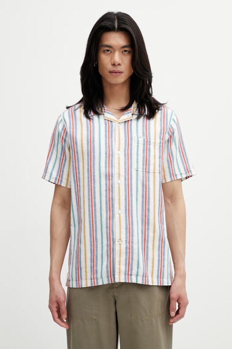 Barbour MSH5712WH11 koszula z lnem męska biała w paski