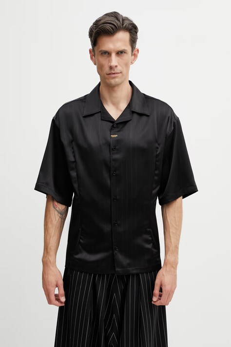 Martine Rose Hawaiian koszula męska czarna w prążki 490WS37001