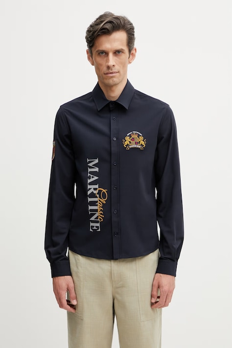 Martine Rose Sleazy Sports koszula męska niebieska z nadrukiem 492WSP13504