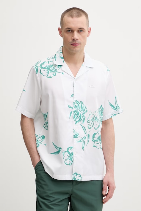 Oakley koszula męska z lyocellem HIBISCUS BREEZE zielona w kwiaty FOA407952