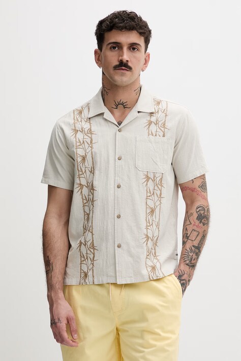Hurley Koszula męska bawełniana beżowa HSP26MMVS08456