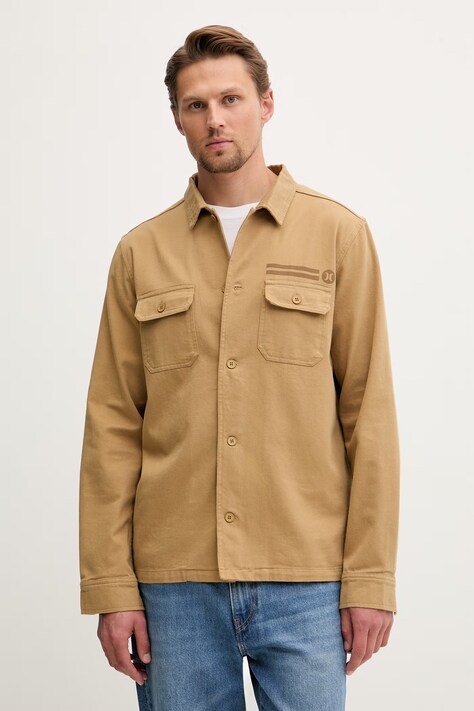 Hurley koszula męska jeansowa brązowa gładka MWVEU00006