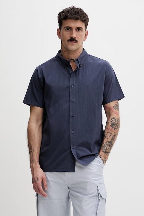 Hurley koszula męska bawełniana granatowa gładka MWVEU00005