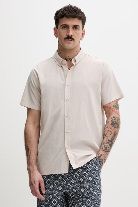 Hurley Koszula męska bawełniana beżowa gładka MWVEU00005