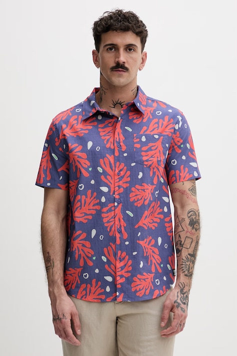 Hurley koszula męska z bawełny granatowa MWVEUPP014