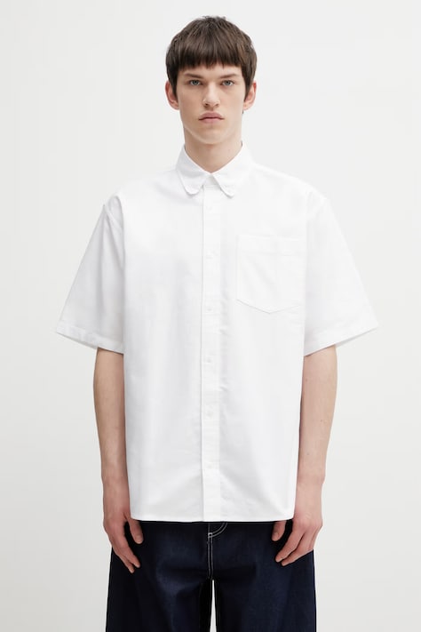 Carhartt WIP S/S Braxton Shirt košile bavlněná pánská bílá I031454.0MGXX