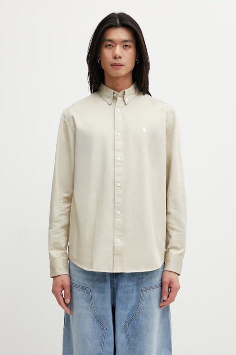 Carhartt WIP L/S Madison Shirt koszula bawełniana męska beżowa gładka I023339.3M7XX