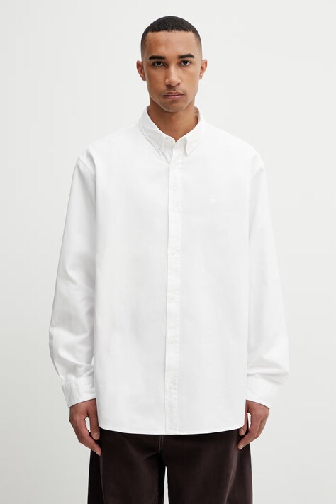 Carhartt WIP L/S Bolton Shirt cotton Men's white plain I030238.02GD
