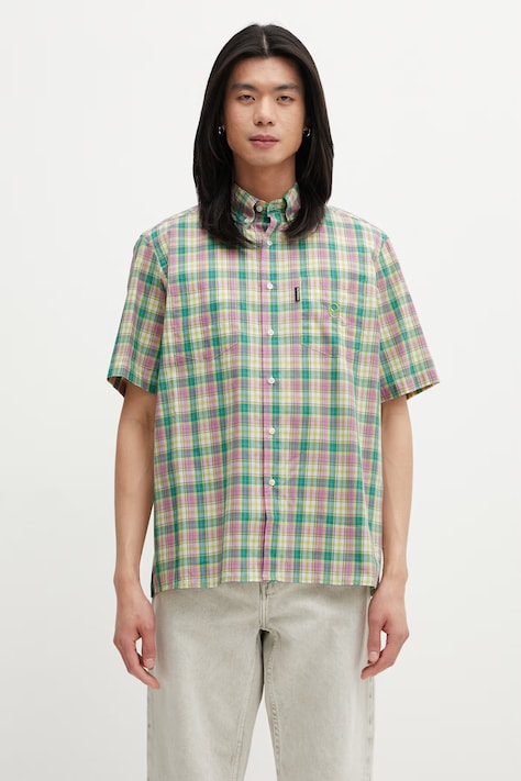 No Problemo Alieno Embroidered košile bavlněná pánská vícebarevná kostkovaná NP4010605