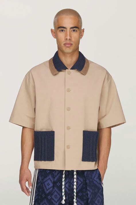 adidas Originals CLOT x adidas by Edison Chen koszula z dodatkiem merino męska beżowa gładka KE7065