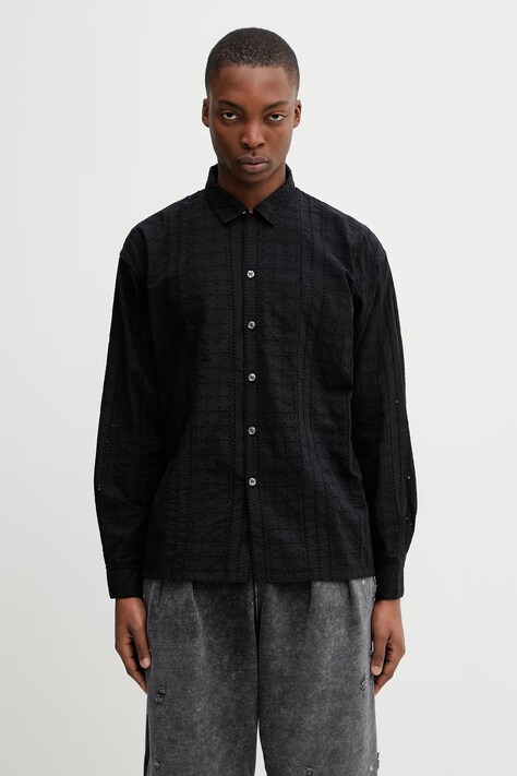 BEAMS πουκάμισο βαμβακερό Ανδρικό μαύρο 1111.1309.301