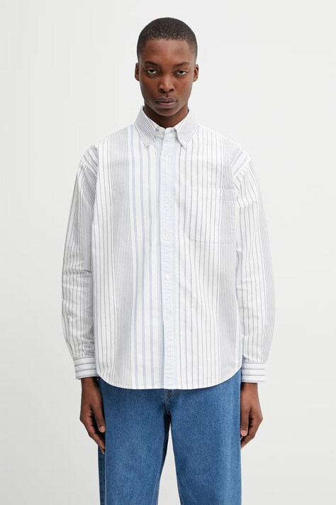 BEAMS koszula oxford męska bawełniana biała gładka 1111.1213.301