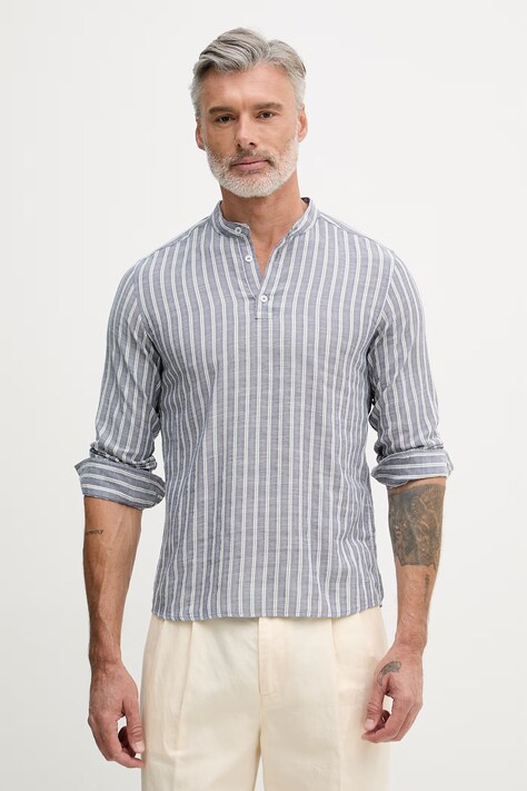 United Colors of Benetton longsleeve męski z wiskozą granatowy 5TYEUQ075