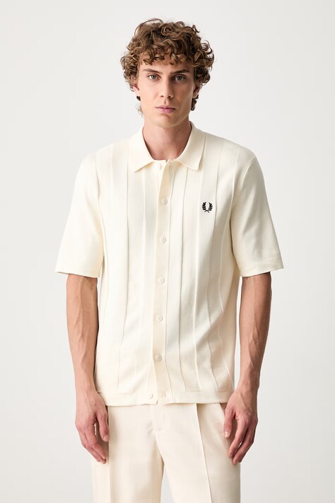 Fred Perry koszula męska bawełniana beżowa gładka K2324