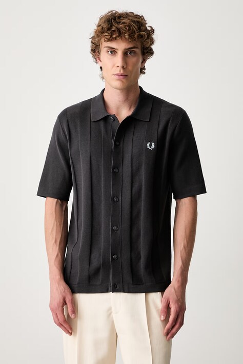 Fred Perry koszula męska bawełniana szara gładka K2324