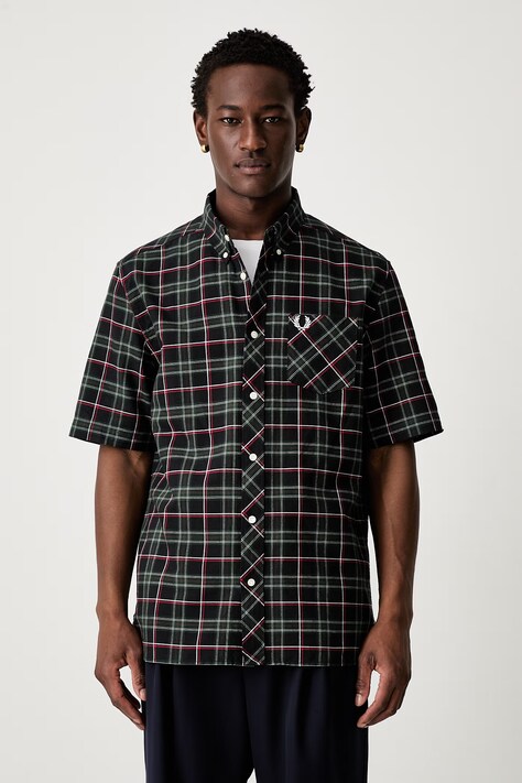 Fred Perry Koszula męska bawełniana granatowa w kratkę M1741