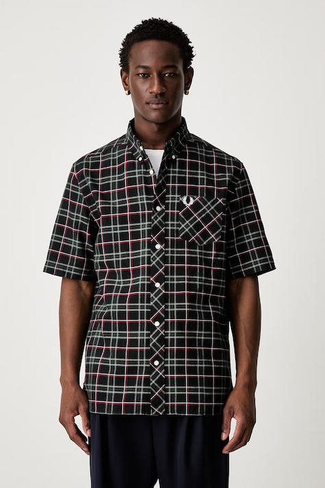 Fred Perry Koszula męska bawełniana granatowa w kratkę M1741