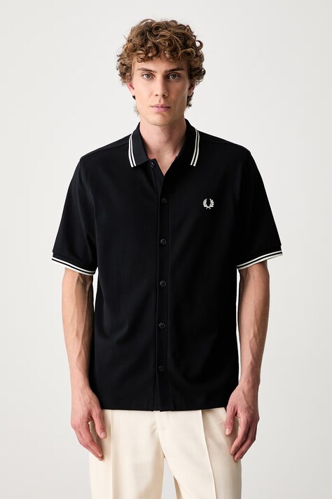 Fred Perry koszula męska bawełniana granatowa gładka M2451