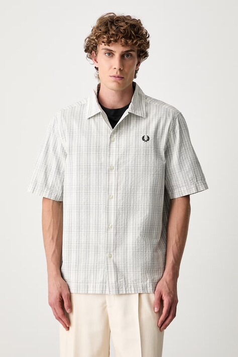 Fred Perry koszula męska bawełniana biała w paski M2470