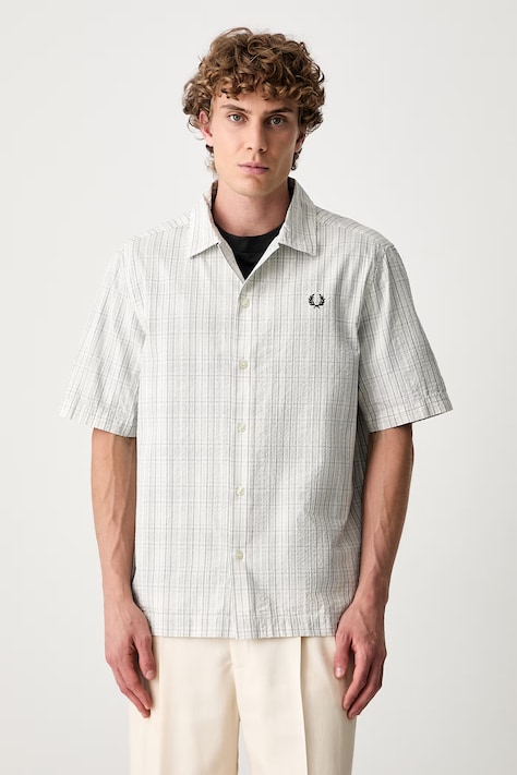 Fred Perry koszula męska bawełniana biała w paski M2470