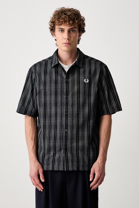 Fred Perry koszula męska bawełniana granatowa w paski M2470
