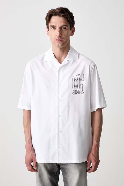 Off-White shirt cotton Men's white printed 44XGG01FS26F001100