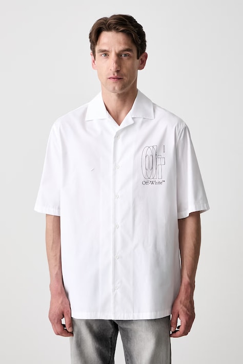 Off-White shirt cotton Men's white printed 44XGG01FS26F001100