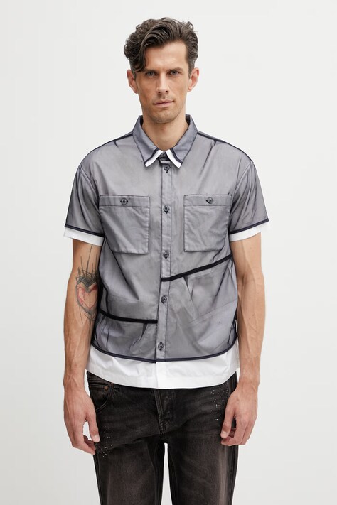 Andersson Bell koszula bawełniana męska granatowa z nadrukiem atb1537m