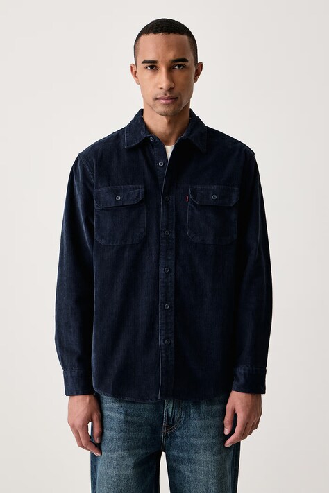 Levi's Koszula sztruksowa CLASSIC WORKER granatowa gładka 19587