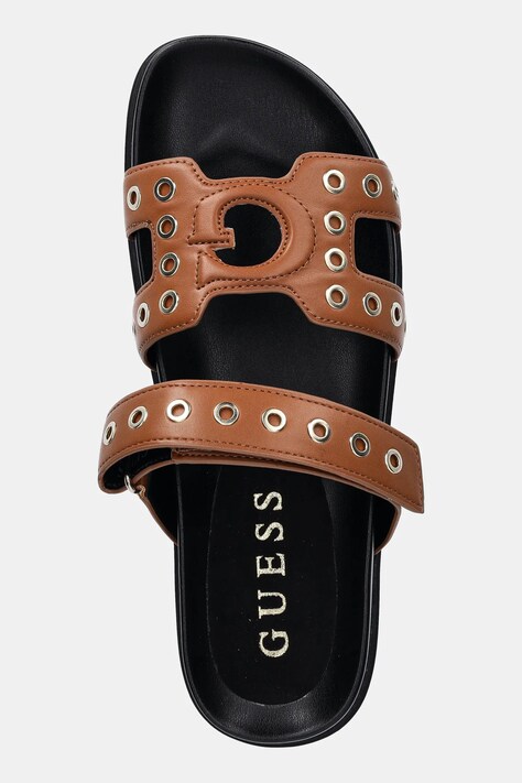 Guess klapki FASHIE damskie kolor brązowy FLPFAS ELE03