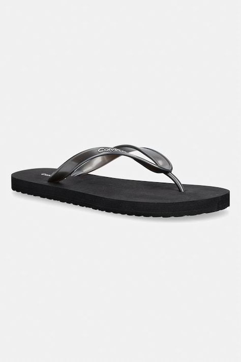 Calvin Klein Σαγιονάρες δίχαλες γυναικείες FLIP FLOP TPU METALLIC μαύρες HW0HW02956