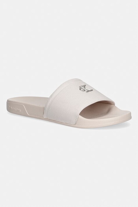 Calvin Klein klapki damskie ESS SLIDE CANVAS HDW beżowe HW0HW02960
