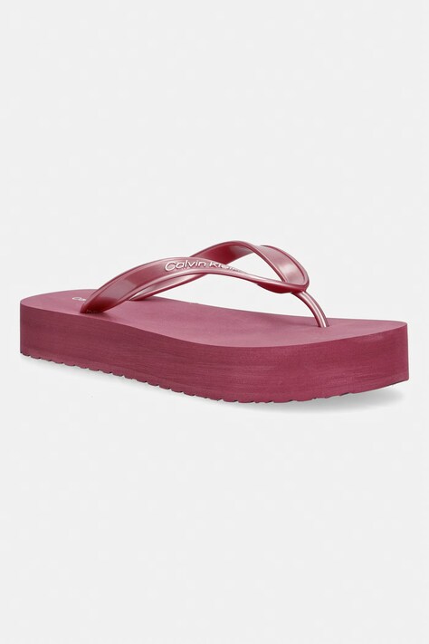 Calvin Klein japonki damskie FLATFORM FLIP FLOP MET TPU różowe HW0HW03120