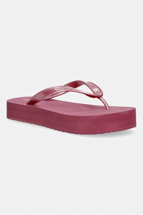 Calvin Klein japonki damskie FLATFORM FLIP FLOP MET TPU różowe HW0HW03120