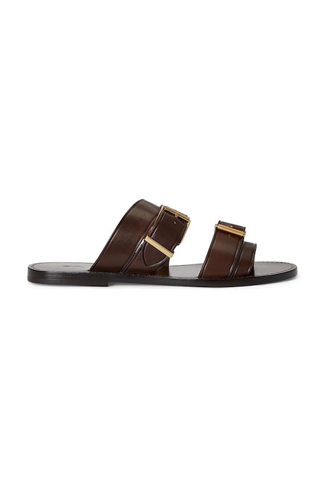 Polo Ralph Lauren japonki skórzane Bkle Slide damskie kolor brązowy 818P01589003