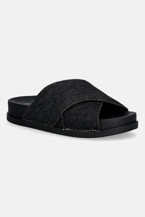 Tommy Jeans klapki TJW COMFORT SLIDES WASHED DENIM damskie kolor granatowy EN0EN02898