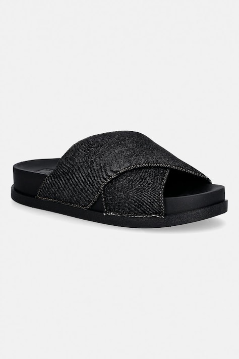 Tommy Jeans klapki TJW COMFORT SLIDES WASHED DENIM damskie kolor granatowy EN0EN02898
