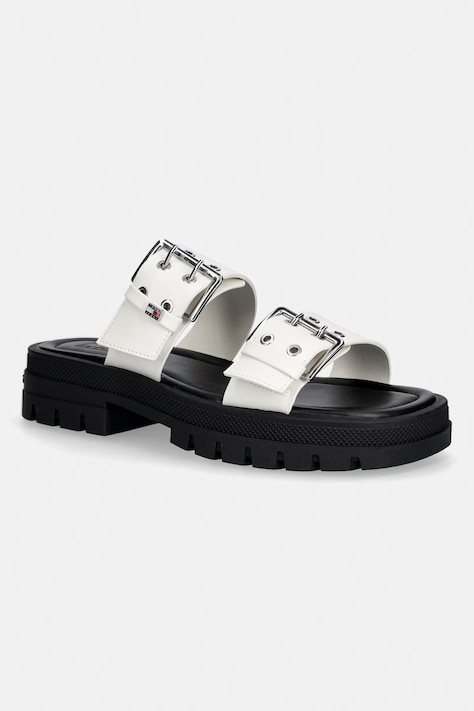Tommy Jeans klapki damskie TJW BUCKLE STRAPS SANDAL beżowe EN0EN02966