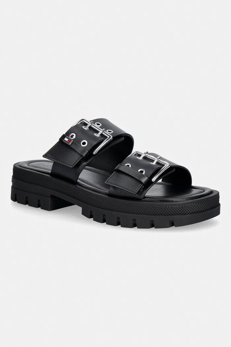 Tommy Jeans natikače ženske TJW BUCKLE STRAPS SANDAL crne EN0EN02966