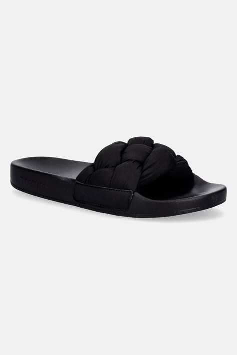 Tommy Jeans klapki damskie TJW BRAIDED SLIDES czarne EN0EN02975