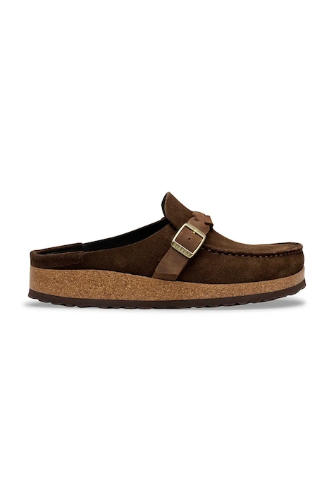 Birkenstock klapki zamszowe Buckley damskie kolor brązowy 1031435