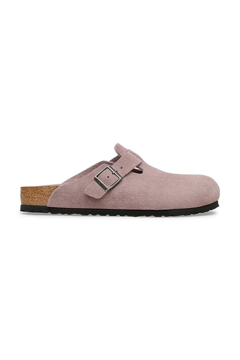 Birkenstock klapki zamszowe Boston damskie kolor fioletowy 1031577