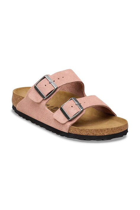Birkenstock klapki zamszowe Arizona damskie kolor różowy 1031651