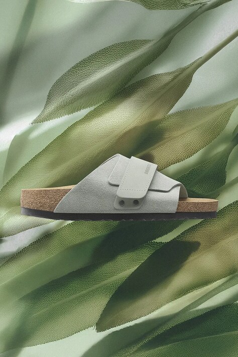 Birkenstock klapki zamszowe Kyoto damskie kolor zielony 1031730