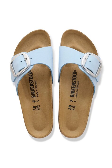 Birkenstock шльопанці жіночі шкіряні Madrid Big Buckle — SS26-KLD050, блакитний — фото 5