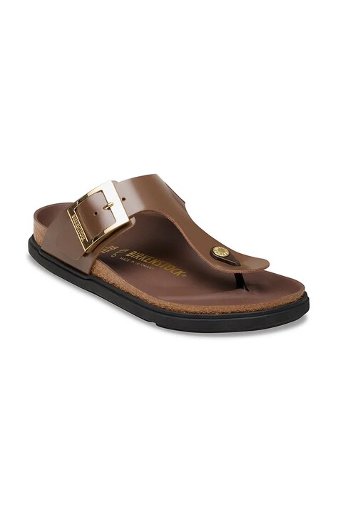 Birkenstock bőr flip-flop Gizeh barna, lapos talpú, 1031838