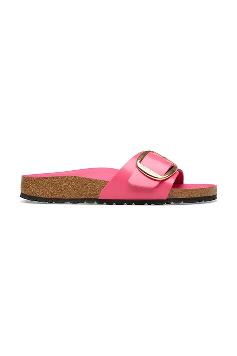 Birkenstock klapki skórzane Madrid Big Buckle damskie kolor różowy 1031844