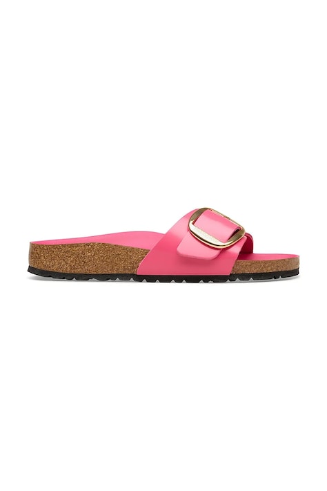 Birkenstock klapki skórzane Madrid Big Buckle damskie kolor różowy 1031844